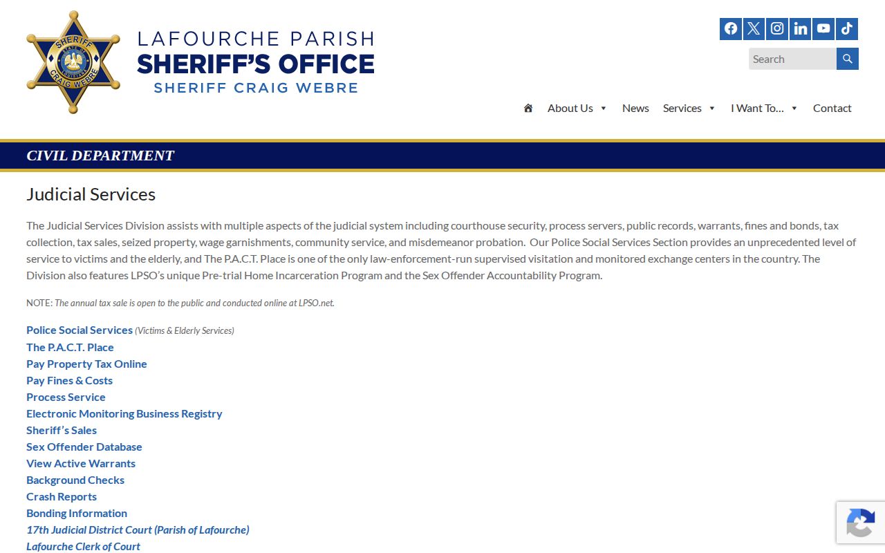 Lafourche Parish 24 hour release records custodian page
