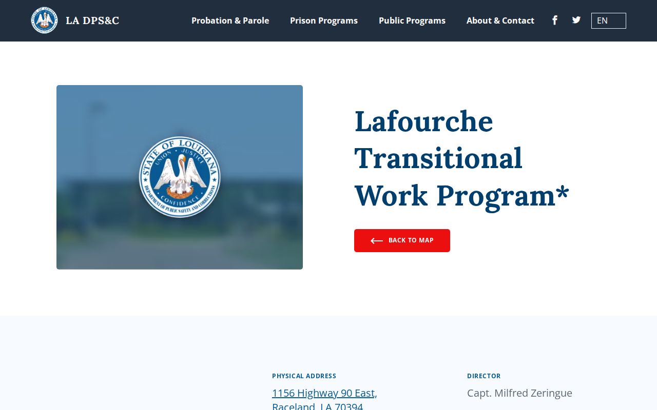 Lafourche Transitional Work Program DPS&C facility and release record source